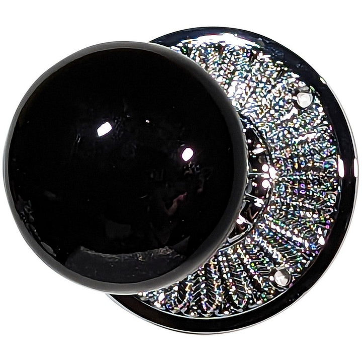 ##Antique Hardware## Feather Rosette Door Set with Black Porcelain Door Knobs (Several Finishes Available)