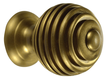 ##Antique Hardware## 1 1/2 Inch Solid Brass Circular Grooved Cabinet & Furniture Knob (Antique Brass Finish)