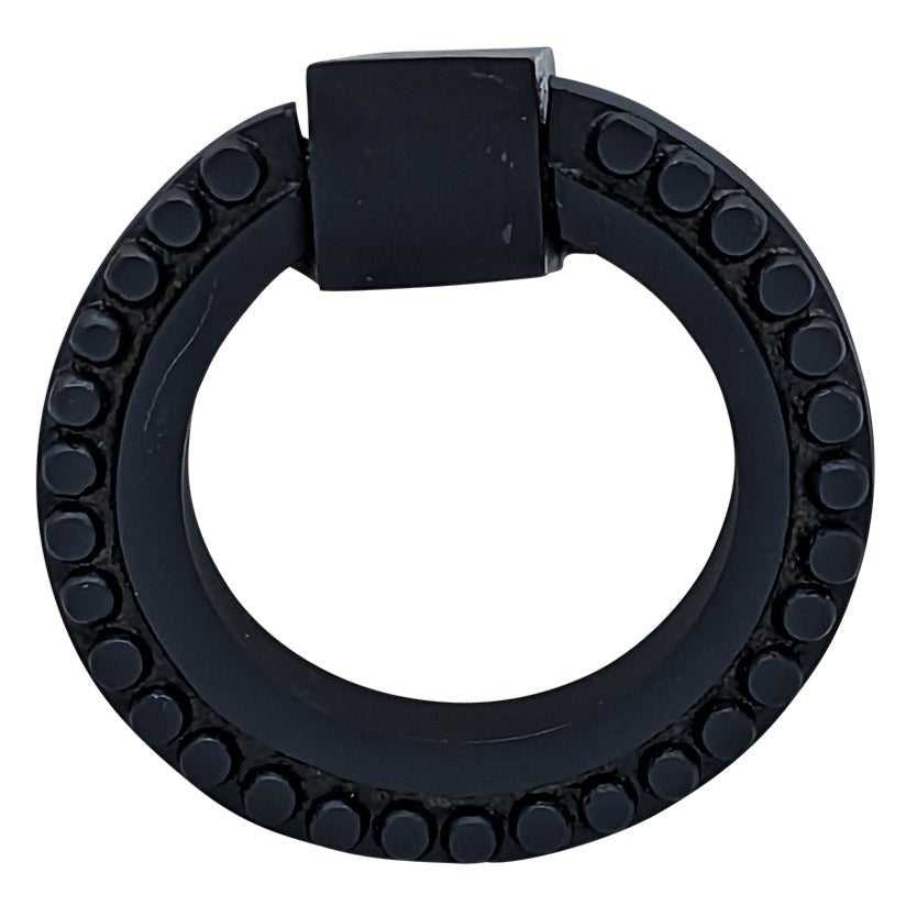 ##Antique Hardware## Open Box Sale Item 2 Inch Solid Brass Beaded Drawer Ring Pull (Black Bronze Finish) - Set of 2