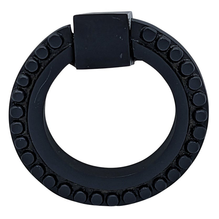 ##Antique Hardware## Open Box Sale Item 2 Inch Solid Brass Beaded Drawer Ring Pull (Black Bronze Finish) - Set of 2