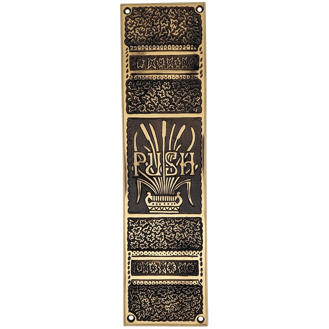 Antique Hardware 11 3/4 Inch Cattails Ornate Push Plate DOOR PUSH