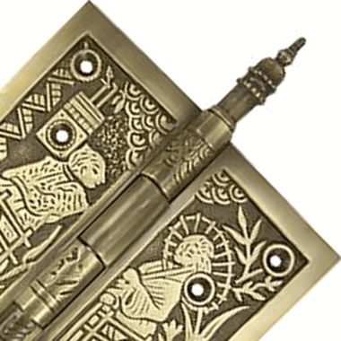 Antique Hardware 4 1/2 x 4 1/2 Inch Japanesque Style Ornate Solid Brass Hinge HINGE