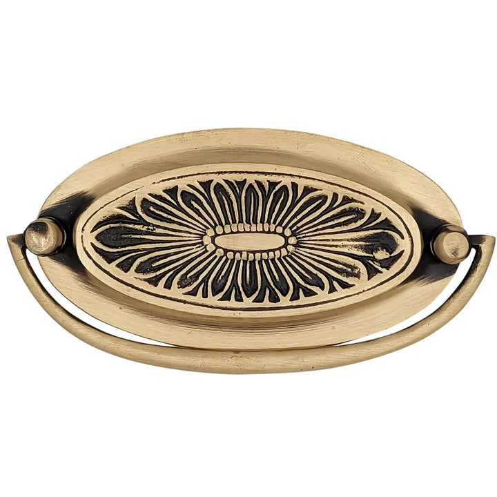 ##Antique Hardware## 4 1/2 Inch Overall (3 3/4 Inch c-c) Solid Brass Oval Bail Pull (Antique Brass Finish)
