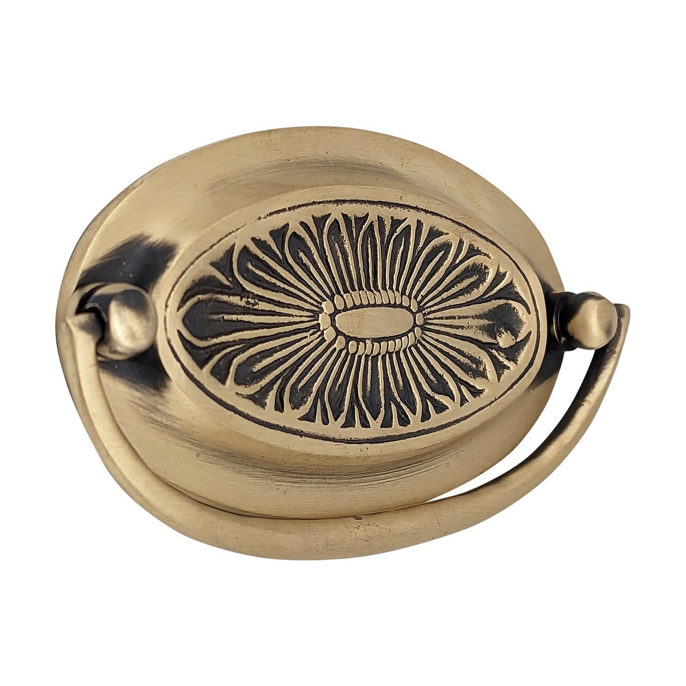 ##Antique Hardware## 4 1/2 Inch Overall (3 3/4 Inch c-c) Solid Brass Oval Bail Pull (Antique Brass Finish)