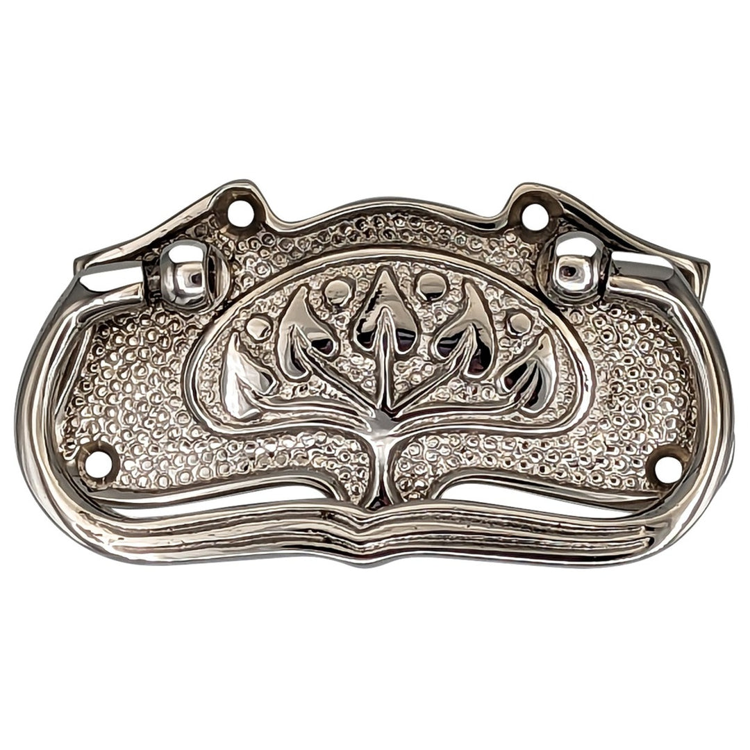##Antique Hardware## 3 3/4 Inch Tree of Life Leaf Pattern Solid Brass Drawer Pull (Polished Chrome Finish)