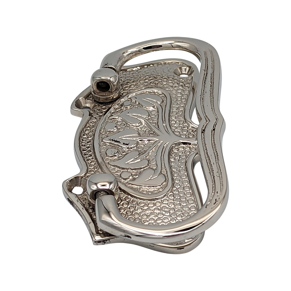 ##Antique Hardware## 3 3/4 Inch Tree of Life Leaf Pattern Solid Brass Drawer Pull (Polished Chrome Finish)