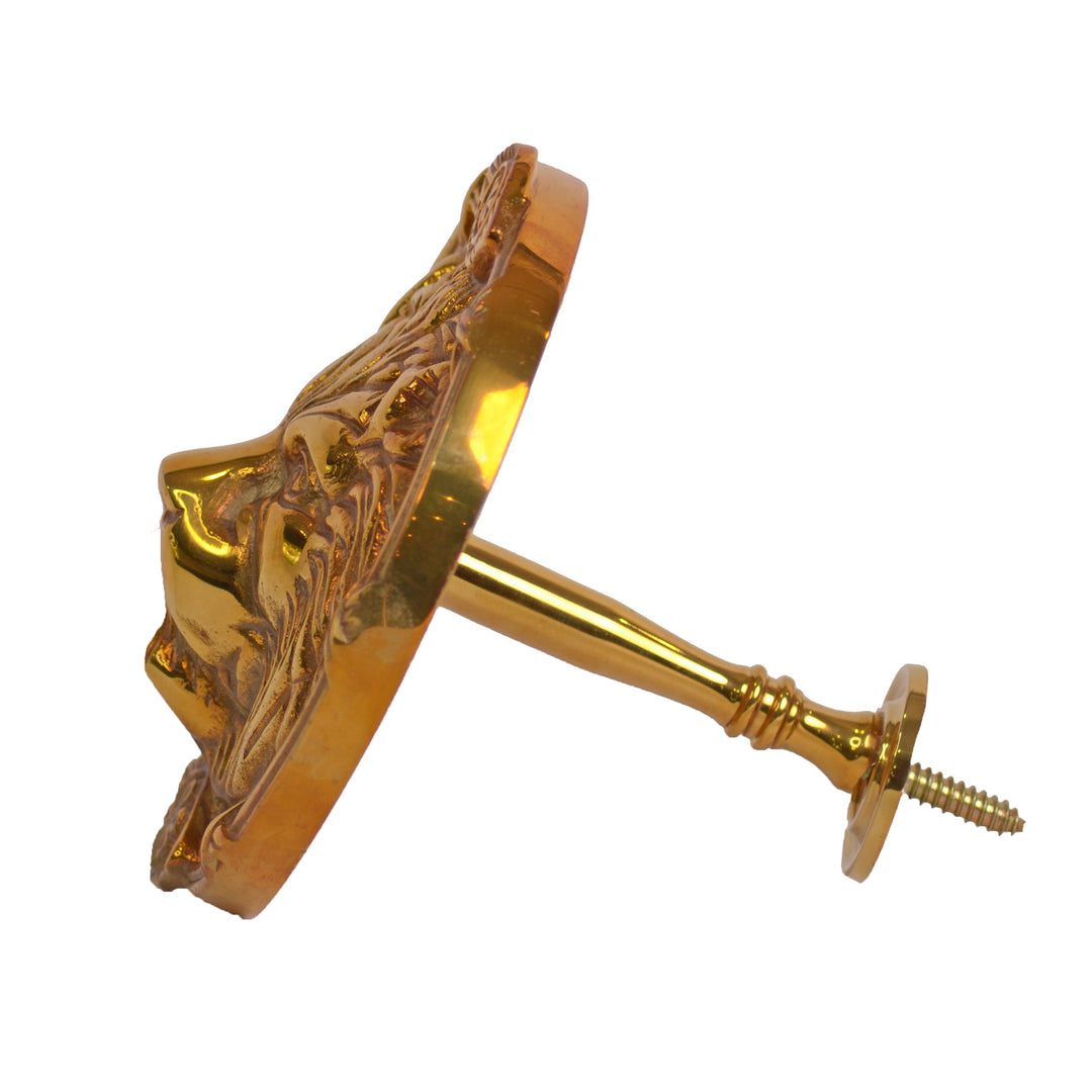 Antique Hardware 3 1/2 Inch Solid Brass Ribbon & Reed Lion Curtain Tie Back (Several Finishes Available) Curtain Holdbacks & Tassels