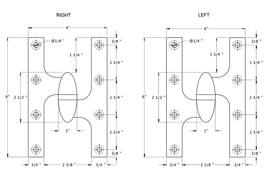 Antique Hardware 6 Inch x 4 Inch Solid Brass Olive Knuckle Hinge HINGE