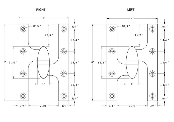 Antique Hardware 6 Inch x 4 Inch Solid Brass Olive Knuckle Hinge HINGE