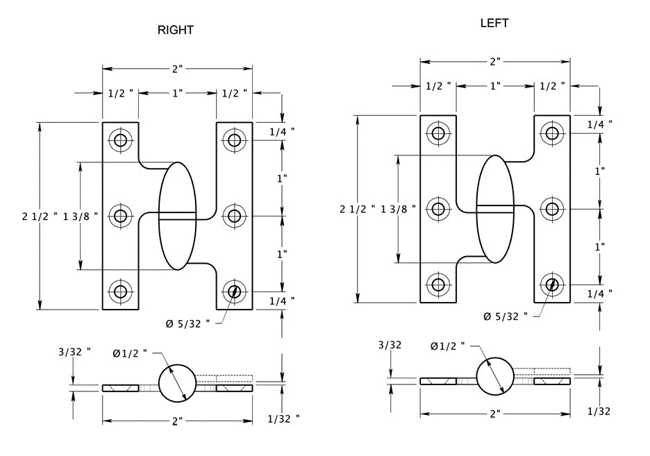##Antique Hardware## 2 1/2 Inch x 2 Inch Solid Brass Olive Knuckle Hinge