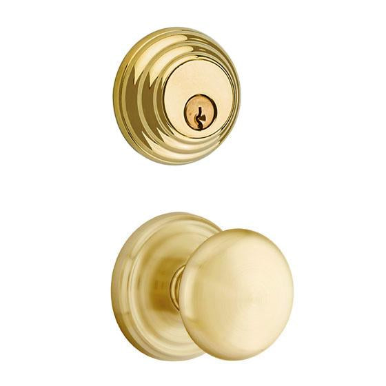 ##Antique Hardware## Emtek Regular Low Profile Entryway Set with Providence Round Brass Knob (Several Finishes Available)