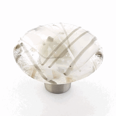 ##Antique Hardware## 1 1/2 Inch Designer Ice Collection Glass Cabinet Knobs & Stainless Steel Finish