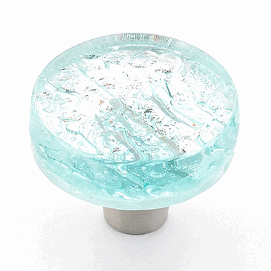 ##Antique Hardware## 1 1/2 Inch Designer Ice Collection Glass Cabinet Knobs & Stainless Steel Finish