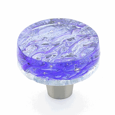 ##Antique Hardware## 1 1/2 Inch Designer Ice Collection Glass Cabinet Knobs & Stainless Steel Finish