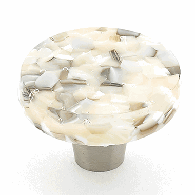 ##Antique Hardware## 1 1/2 Inch Designer Ice Collection Glass Cabinet Knobs & Stainless Steel Finish