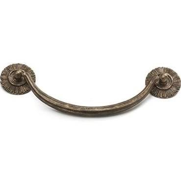 Antique Hardware 2 1/8 Inch (5 1/2 Inch c-c) Sunburst Cabinet Bail Pull with Rosettes BAIL PULL