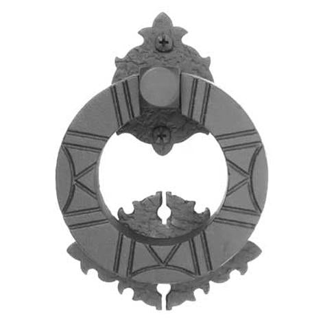 ##Antique Hardware## 6 1/4 Inch Forged Iron Round Adobe Door Knocker (Black Iron Finish)