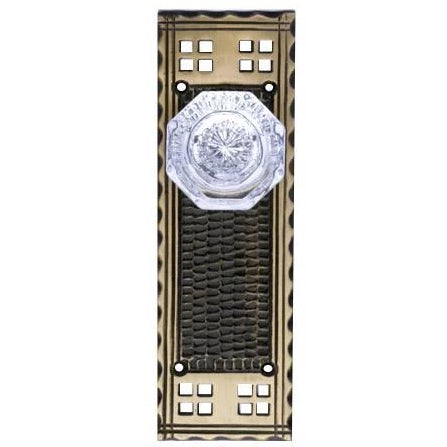 ##Antique Hardware## Arts & Crafts Backplate Door Set with Octagon Crystal Door Knobs (Several Finishes Available)