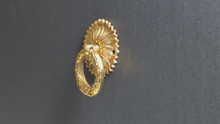 2 Inch Solid Brass Radiant Leaves Ring Pull (Several Finishes Available)