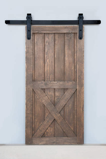 ##Antique Hardware## Barn Door Track System in Smooth Iron - Round End