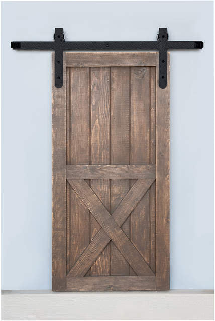 ##Antique Hardware## Barn Door Track System in Rough Iron Rounded Ends