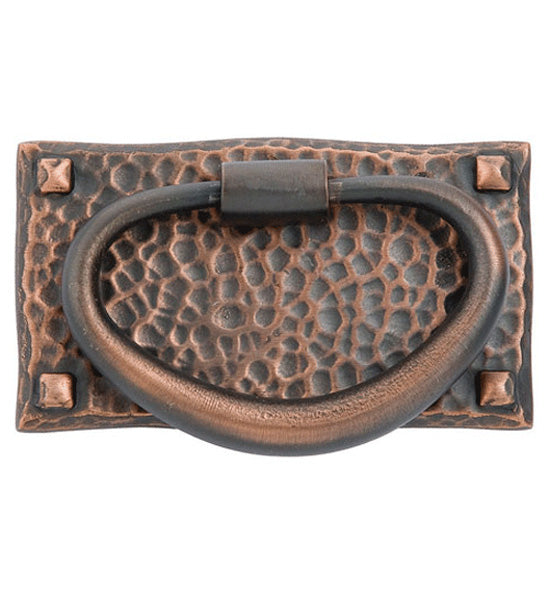 ##Antique Hardware## 3 Inch Solid Brass Hammered Oval Pull