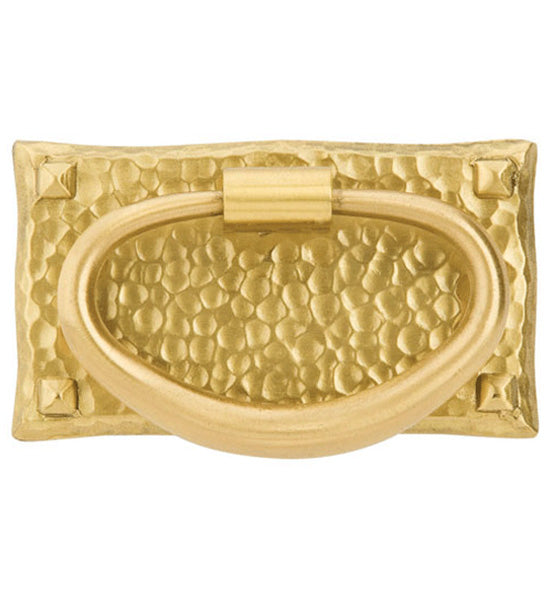 ##Antique Hardware## 3 Inch Solid Brass Hammered Oval Pull