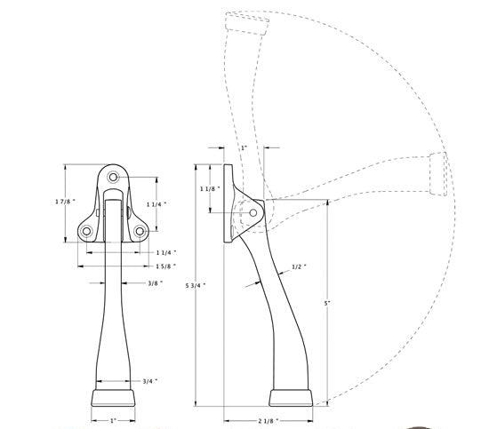 ##Antique Hardware## 5 Inch Solid Brass Kickdown Door Holder