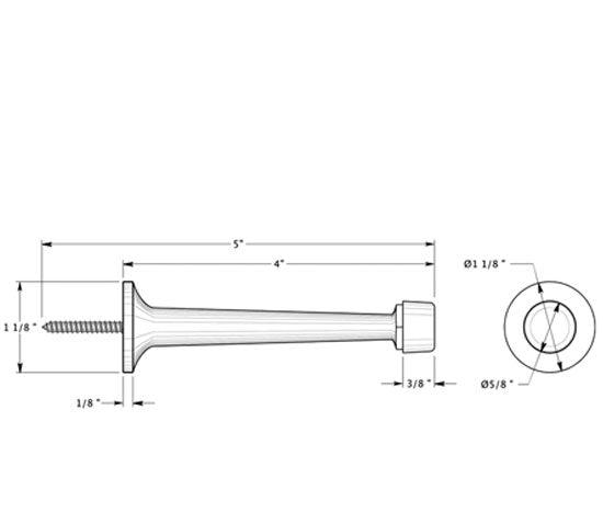 Antique Hardware 4 Inch Solid Brass Baseboard Door Bumper BASEBOARD-DOORSTOP