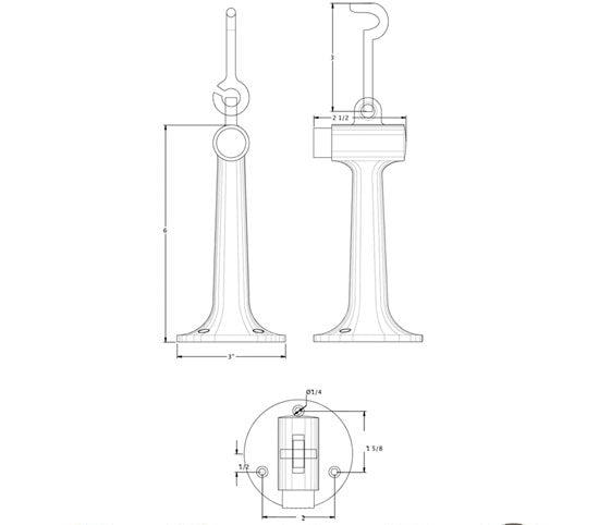 Antique Hardware Floor Mounted Bumper Door Stop With Hook & Eye DOOR STOP