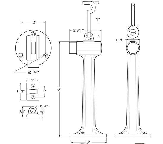 Antique Hardware Floor Mounted Bumper Door Stop With Hook & Eye DOOR STOP