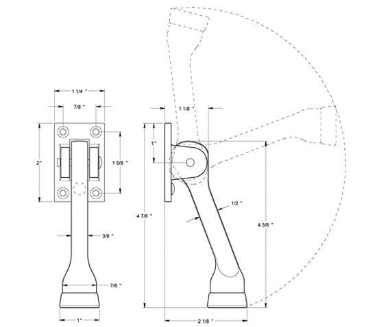 Antique Hardware 4 Inch Solid Brass Kickdown Door Holder DOOR-HOLDER