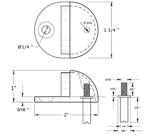 ##Antique Hardware## Low Profile Floor Mounted Bumper Door Stop