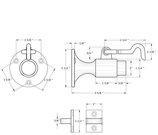 ##Antique Hardware## Heavy Duty Wall Mounted Bumper Door Stop