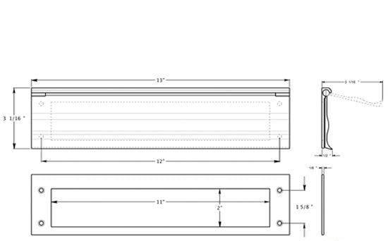 ##Antique Hardware## 13 Inch Brass Mail & Letter Flap Slot