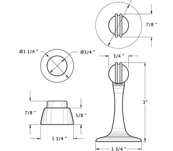 ##Antique Hardware## 3 Inch Wall Magnetic Door Stop
