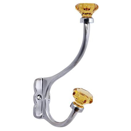 Antique Hardware 7 Inch Solid Brass Coat Hook & Old Town Amber Glass Knobs HOOK