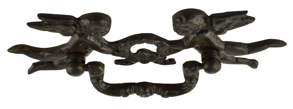 Antique Hardware 5 1/3 Inch Solid Brass Cherub Bail Pull (Black Bronze Finish) Cabinet Knobs & Handles