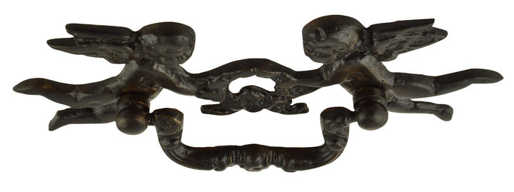 Antique Hardware 5 1/3 Inch Solid Brass Cherub Bail Pull (Black Bronze Finish) Cabinet Knobs & Handles