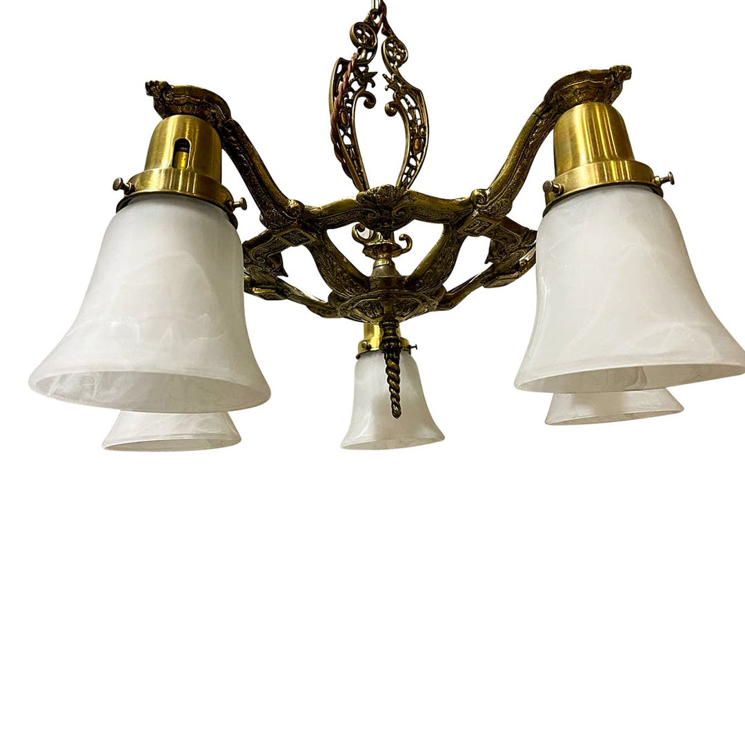Antique Hardware 26 Inch Theatre Style 5-Light Antique Chandelier Ceiling Light Fixtures
