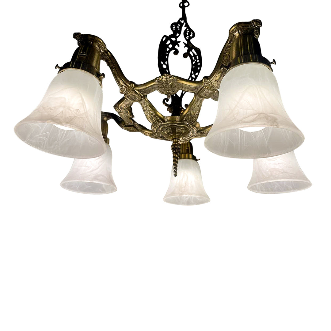 Antique Hardware 26 Inch Theatre Style 5-Light Antique Chandelier Ceiling Light Fixtures