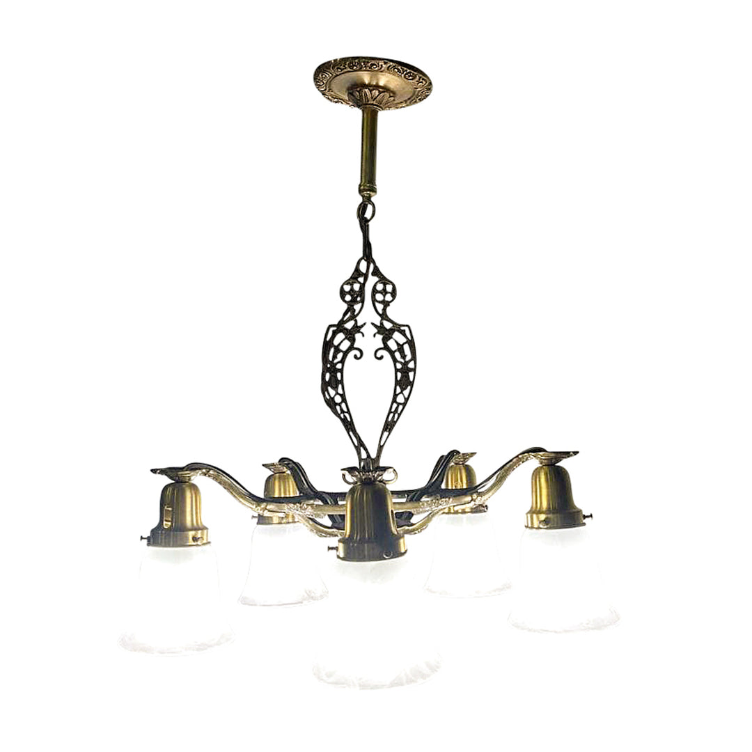 Antique Hardware 26 Inch Theatre Style 5-Light Antique Chandelier Ceiling Light Fixtures