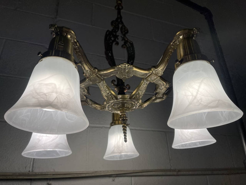 Antique Hardware 26 Inch Theatre Style 5-Light Antique Chandelier Ceiling Light Fixtures