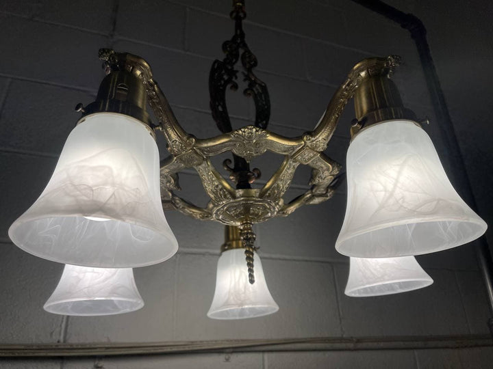 Antique Hardware 26 Inch Theatre Style 5-Light Antique Chandelier Ceiling Light Fixtures