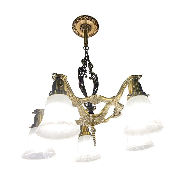 Antique Hardware 26 Inch Theatre Style 5-Light Antique Chandelier Ceiling Light Fixtures