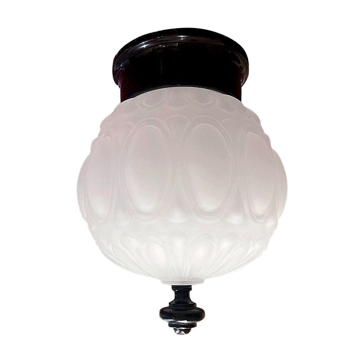Antique Hardware Colonial Style Glass Shade Overhead Ceiling Light Fixture (Flat Black Finish) OVERHEAD LIGHT
