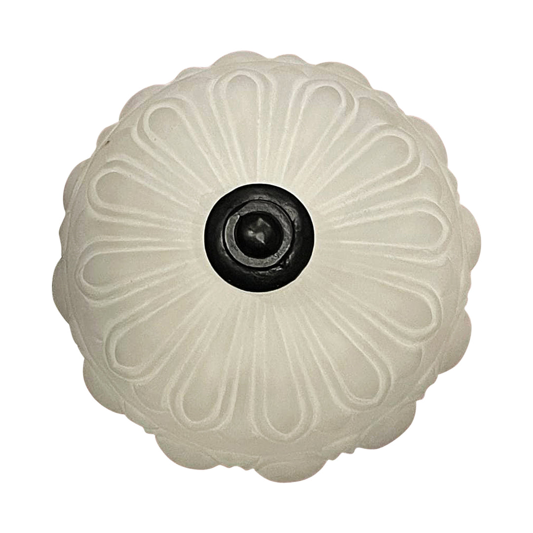 Antique Hardware Colonial Style Glass Shade Overhead Ceiling Light Fixture (Flat Black Finish) OVERHEAD LIGHT