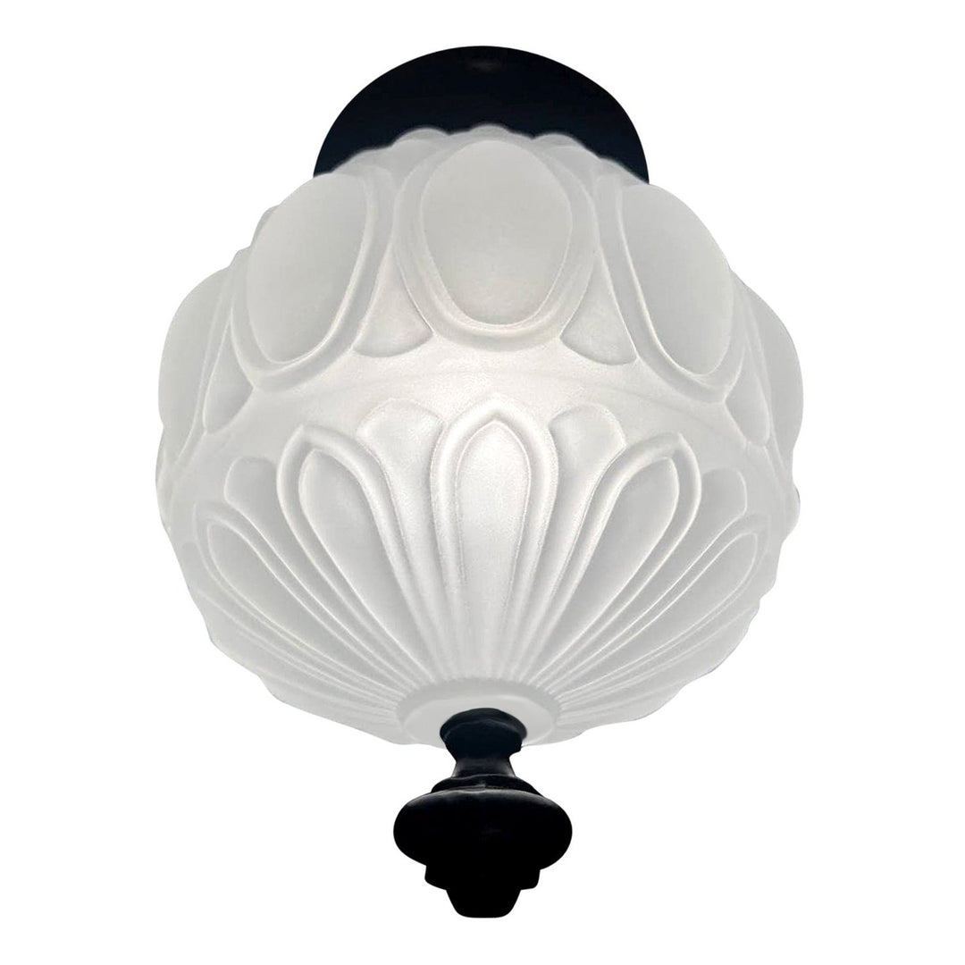 Antique Hardware Colonial Style Glass Shade Overhead Ceiling Light Fixture (Flat Black Finish) OVERHEAD LIGHT