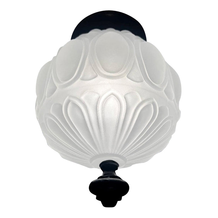 Antique Hardware Colonial Style Glass Shade Overhead Ceiling Light Fixture (Flat Black Finish) OVERHEAD LIGHT